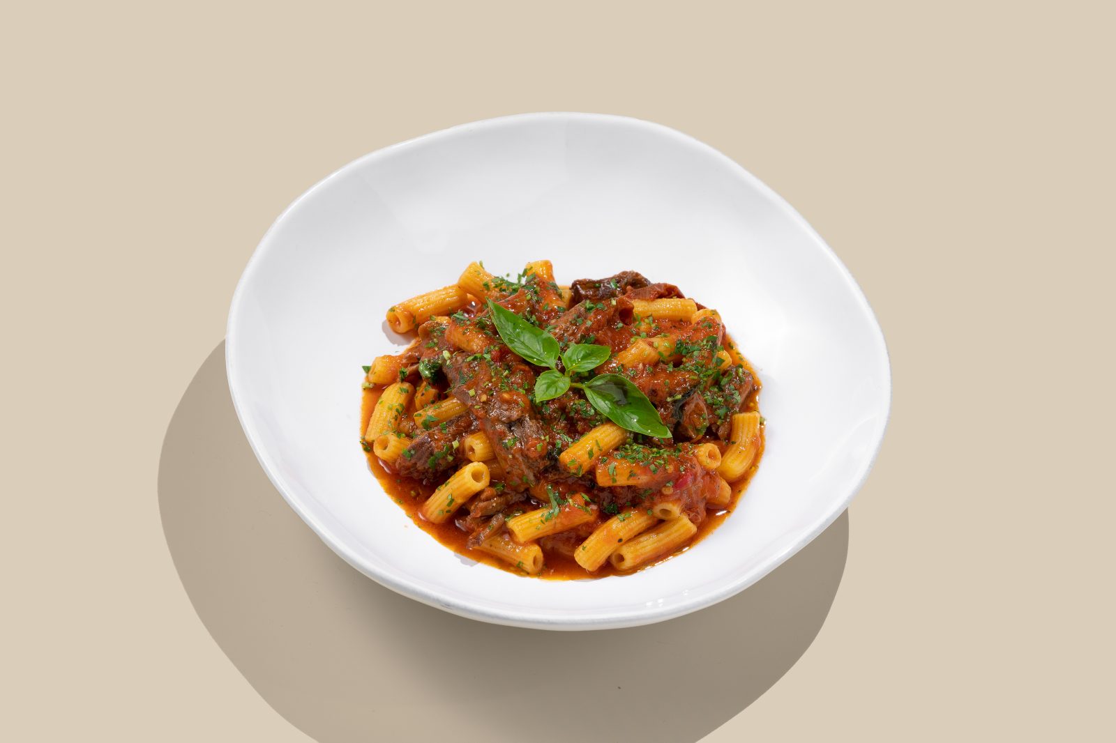 Tortiglioni Arabbiata with Angus Beef
